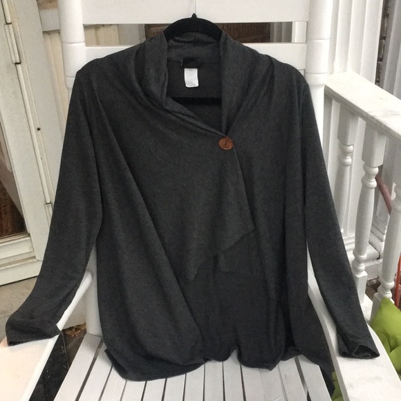 bobeau Sweaters - Bobeau Charcoal Gray Lightweight  Poncho